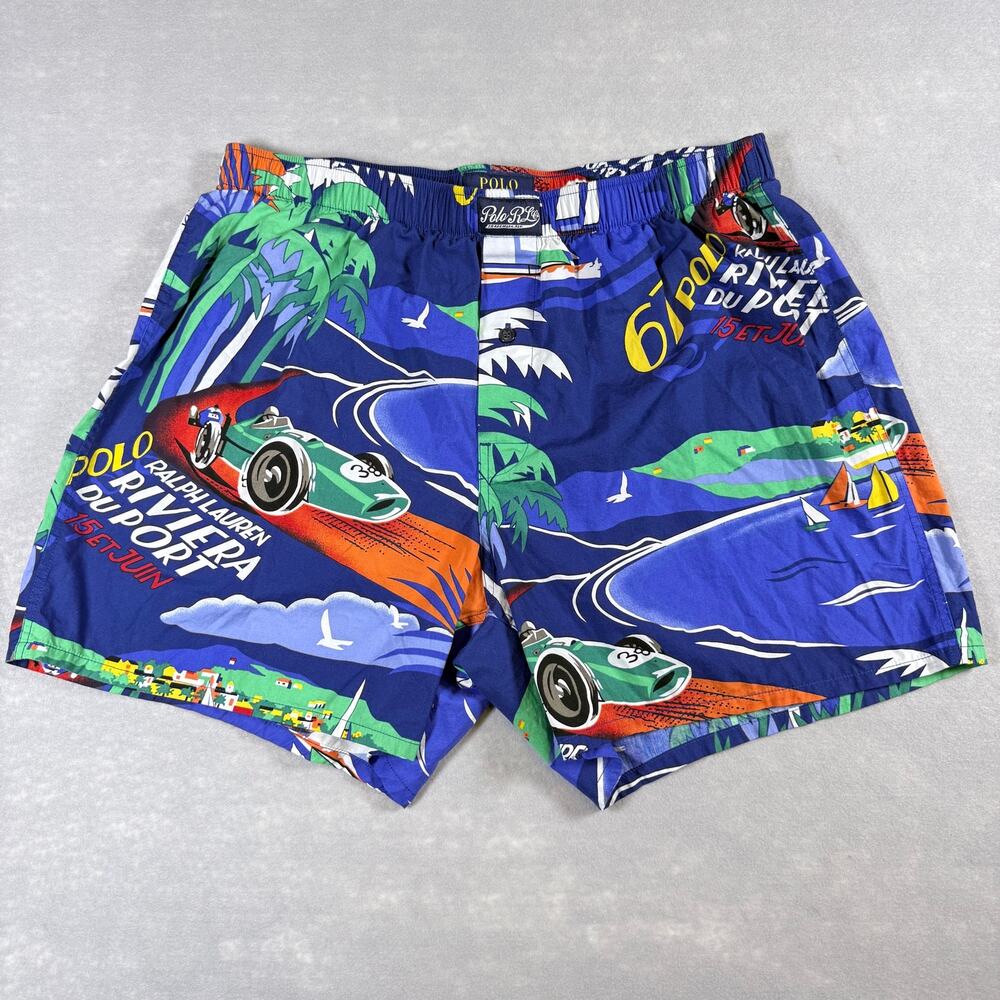 Mens Polo Ralph Lauren nautical themed boxer shorts - blue sailboats size L